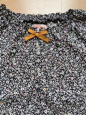 Du Pareil au Meme, Kids Pop over cotton blouse, size: 12 years old, black ivory